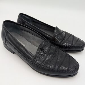 Stacy Adams Genuine Snakeskin Loafers Black Exotic Leather Luxury Tassel Sz 11